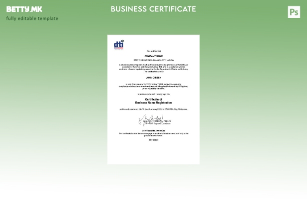 модерен стил Филипини Calamba сертификат за регистрација на бизнис име Шаблон за